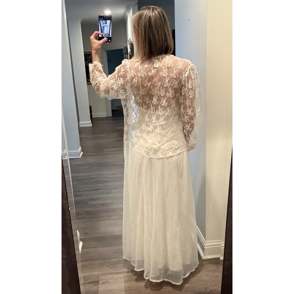 Vintage Victoria's Secret Gold Label Bridal Robe Embellished Slip Gown Ivory - Picture 5 of 16